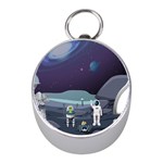 Alien Astronaut Scene Mini Silver Compasses