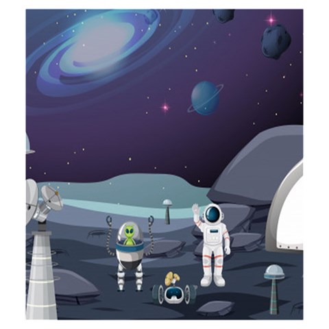 Alien Astronaut Scene Drawstring Pouch (Medium) from ArtsNow.com Front