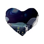 Alien Astronaut Scene Standard 16  Premium Flano Heart Shape Cushions