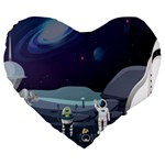 Alien Astronaut Scene Large 19  Premium Flano Heart Shape Cushions