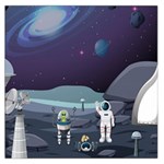 Alien Astronaut Scene Square Satin Scarf (36  x 36 )