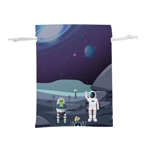 Alien Astronaut Scene Lightweight Drawstring Pouch (M) from ArtsNow.com Front