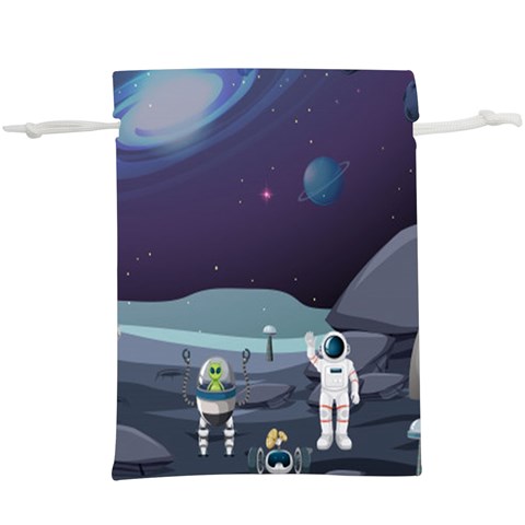 Alien Astronaut Scene Lightweight Drawstring Pouch (XL) from ArtsNow.com Back