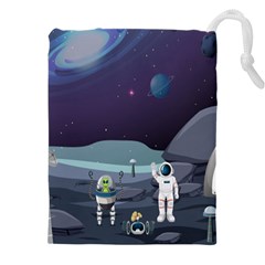 Alien Astronaut Scene Drawstring Pouch (4XL) from ArtsNow.com Front