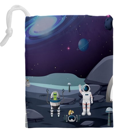 Alien Astronaut Scene Drawstring Pouch (4XL) from ArtsNow.com Back