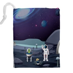 Alien Astronaut Scene Drawstring Pouch (4XL) from ArtsNow.com Back