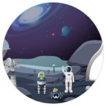 Alien Astronaut Scene Round Trivet
