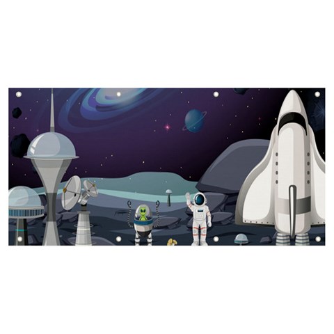 Alien Astronaut Scene Banner and Sign 8  x 4  from ArtsNow.com Front
