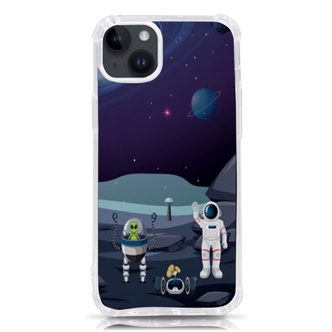 Alien Astronaut Scene iPhone 14 Plus TPU UV Print Case from ArtsNow.com Front