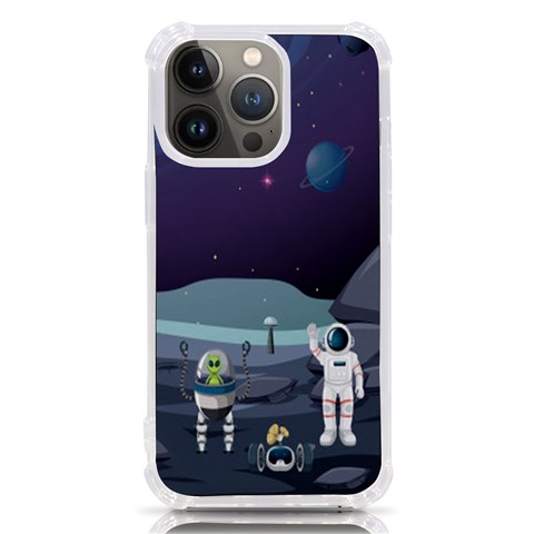 Alien Astronaut Scene iPhone 13 Pro TPU UV Print Case from ArtsNow.com Front