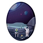 Alien Astronaut Scene Oval Glass Fridge Magnet (4 pack)