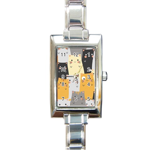 Seamless Pattern Cute Cat Cartoons Rectangle Italian Charm Watch from ArtsNow.com Front