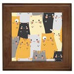 Seamless Pattern Cute Cat Cartoons Framed Tile
