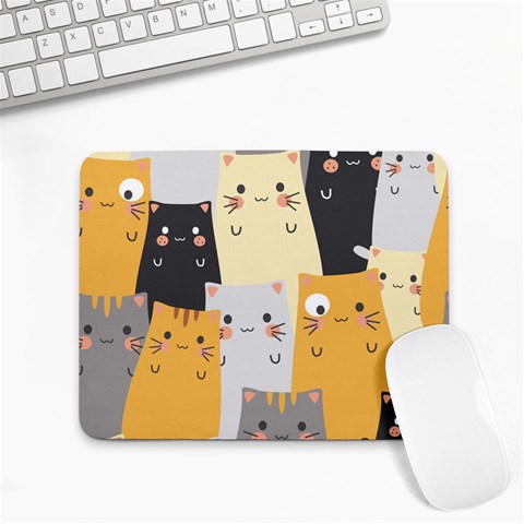 Seamless Pattern Cute Cat Cartoons Small Mousepad from ArtsNow.com Front