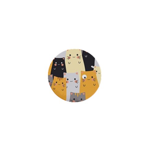 Seamless Pattern Cute Cat Cartoons 1  Mini Buttons from ArtsNow.com Front
