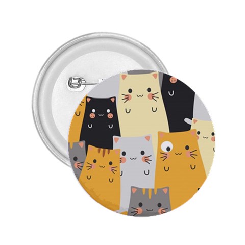 Seamless Pattern Cute Cat Cartoons 2.25  Buttons from ArtsNow.com Front
