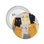 Seamless Pattern Cute Cat Cartoons 2.25  Buttons
