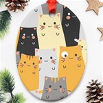 Seamless Pattern Cute Cat Cartoons Ornament (Oval)