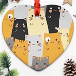 Seamless Pattern Cute Cat Cartoons Ornament (Heart)