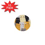 Seamless Pattern Cute Cat Cartoons 1  Mini Buttons (10 pack) 