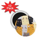 Seamless Pattern Cute Cat Cartoons 1.75  Magnets (10 pack) 