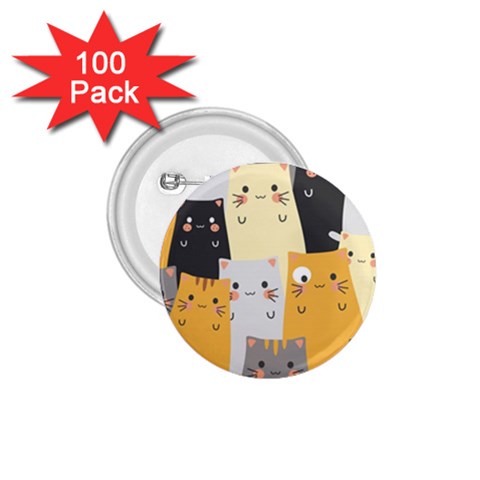 Seamless Pattern Cute Cat Cartoons 1.75  Buttons (100 pack)  from ArtsNow.com Front