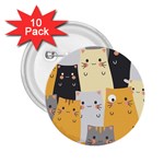 Seamless Pattern Cute Cat Cartoons 2.25  Buttons (10 pack) 