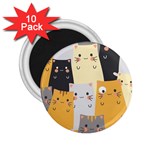 Seamless Pattern Cute Cat Cartoons 2.25  Magnets (10 pack) 