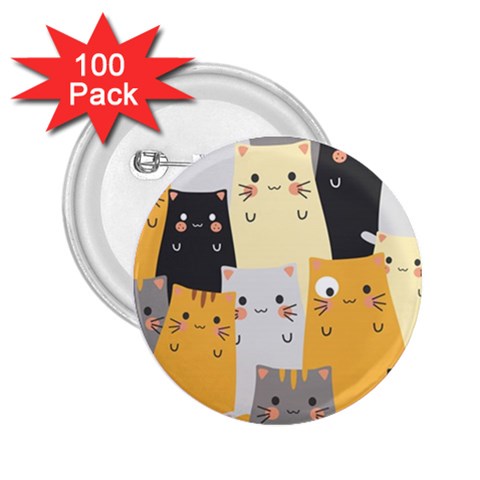 Seamless Pattern Cute Cat Cartoons 2.25  Buttons (100 pack)  from ArtsNow.com Front