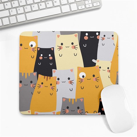 Seamless Pattern Cute Cat Cartoons Large Mousepad from ArtsNow.com Front