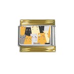 Seamless Pattern Cute Cat Cartoons Gold Trim Italian Charm (9mm)