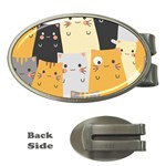 Seamless Pattern Cute Cat Cartoons Money Clips (Oval) 