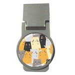 Seamless Pattern Cute Cat Cartoons Money Clips (Round) 