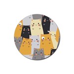 Seamless Pattern Cute Cat Cartoons Rubber Coaster (Round)
