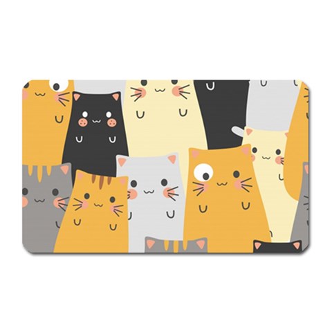 Seamless Pattern Cute Cat Cartoons Magnet (Rectangular) from ArtsNow.com Front