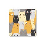 Seamless Pattern Cute Cat Cartoons Square Magnet