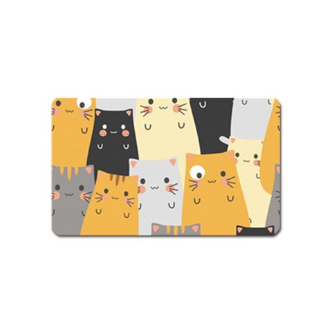 Seamless Pattern Cute Cat Cartoons Magnet (Name Card) from ArtsNow.com Front