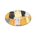 Seamless Pattern Cute Cat Cartoons Sticker Oval (100 pack)