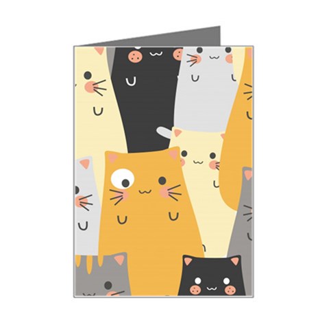 Seamless Pattern Cute Cat Cartoons Mini Greeting Card from ArtsNow.com Left