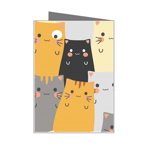 Seamless Pattern Cute Cat Cartoons Mini Greeting Card from ArtsNow.com Right