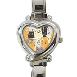 Seamless Pattern Cute Cat Cartoons Heart Italian Charm Watch