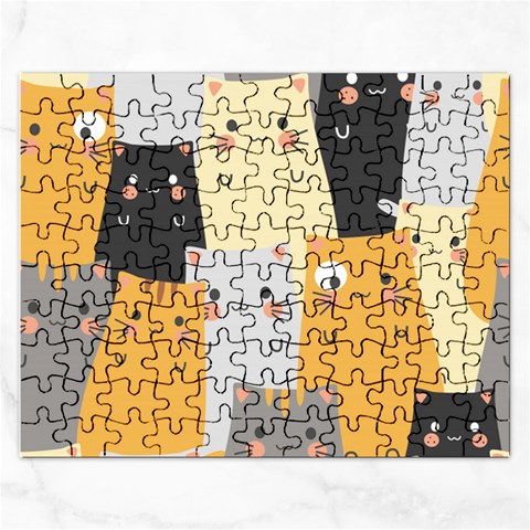 Seamless Pattern Cute Cat Cartoons Rectangular Jigsaw Puzzl from ArtsNow.com Front