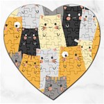 Seamless Pattern Cute Cat Cartoons Jigsaw Puzzle (Heart)