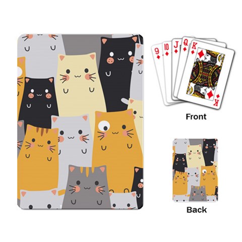 Seamless Pattern Cute Cat Cartoons Playing Cards Single Design (Rectangle) from ArtsNow.com Back