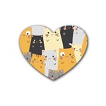 Seamless Pattern Cute Cat Cartoons Rubber Coaster (Heart)
