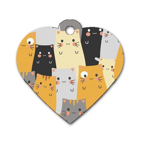 Seamless Pattern Cute Cat Cartoons Dog Tag Heart (Two Sides) from ArtsNow.com Front