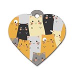 Seamless Pattern Cute Cat Cartoons Dog Tag Heart (Two Sides)