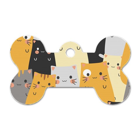 Seamless Pattern Cute Cat Cartoons Dog Tag Bone (One Side) from ArtsNow.com Front