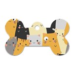 Seamless Pattern Cute Cat Cartoons Dog Tag Bone (One Side)
