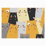 Seamless Pattern Cute Cat Cartoons Large Glasses Cloth